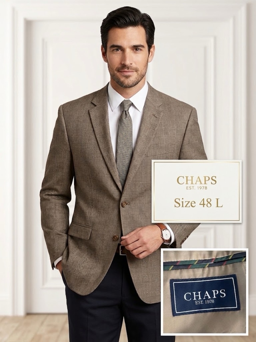 Chaps Men's Brown Plaid Blazer